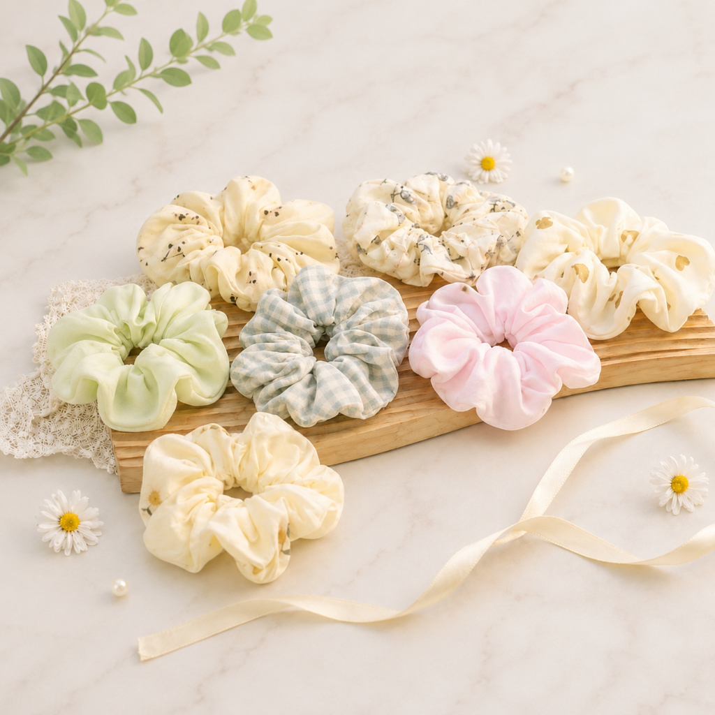 Set 3 Dây Buộc Tóc Scrunchies Pastel Hàn Quốc Cho Bé Gái Dễ Thương Liena'S Closet