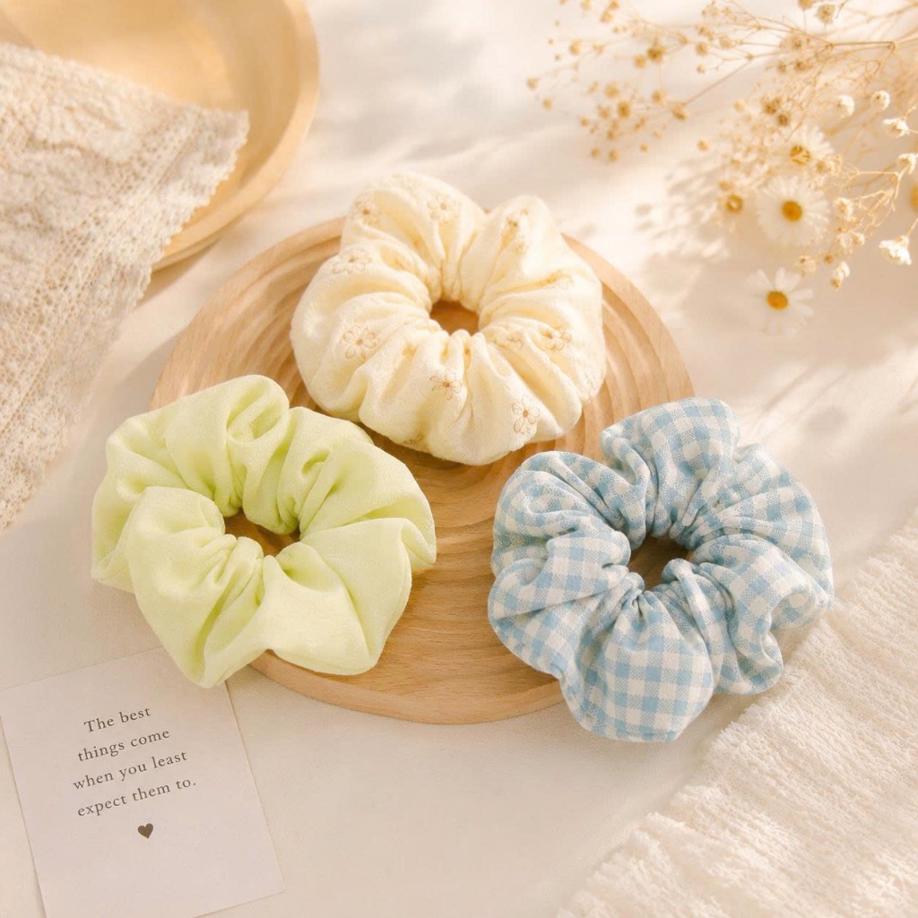 Set 3 Dây Buộc Tóc Scrunchies Pastel Hàn Quốc Cho Bé Gái Dễ Thương Liena'S Closet