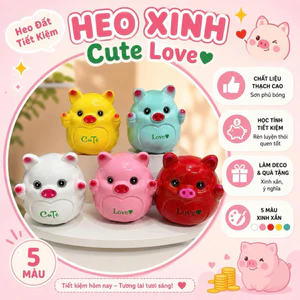 Heo đất tiết kiệm mẫu Heo Xinh -Cute Love siêu đáng yêu
