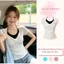 【Élan Sweet】Áo Chấm Bi Giả Hai Mảnh Phối Dây Cổ Yếm - Áo Thun Gân Cổ Chữ V Ôm Body Tay Ngắn