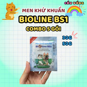 5 gói Men khử khuẩn BIOLINE BS1 cho cát vệ sinh mèo - Gói 30g / 50g