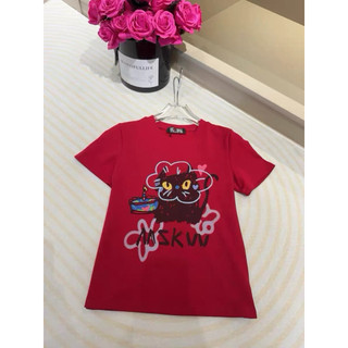 Áo phông cotton MSK hình mèo hoa cạnh cây nến form babytee #21301
