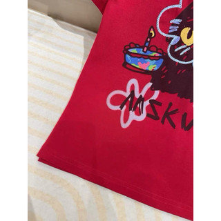 Áo phông cotton MSK hình mèo hoa cạnh cây nến form babytee #21301