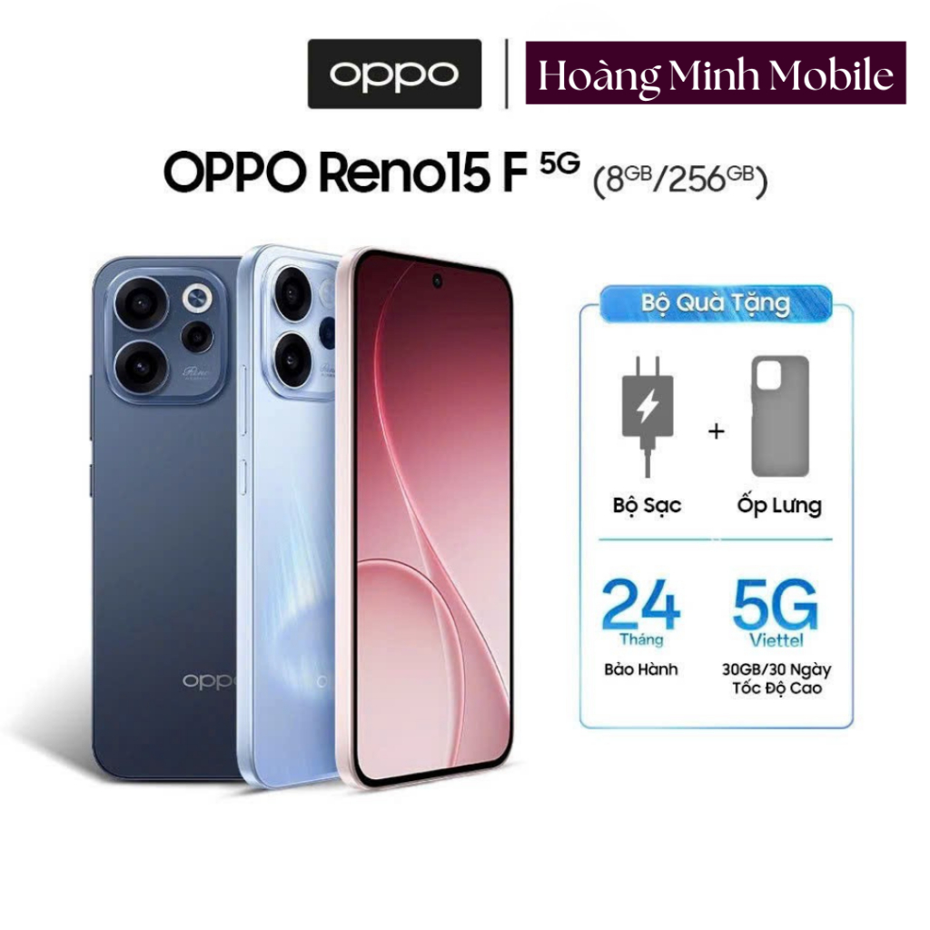 Điện Thoại OPPO Reno15F 5G 8GB/256GB siêu camera AI HD – FullHD – 4K –  Bảo hành 12 tháng