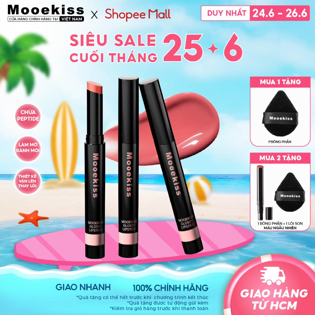 Son môi dạng thạch Mooekiss dưỡng ẩm giảm khô môi không lộ đường viền hợp cho học sinh  G01 2.2g