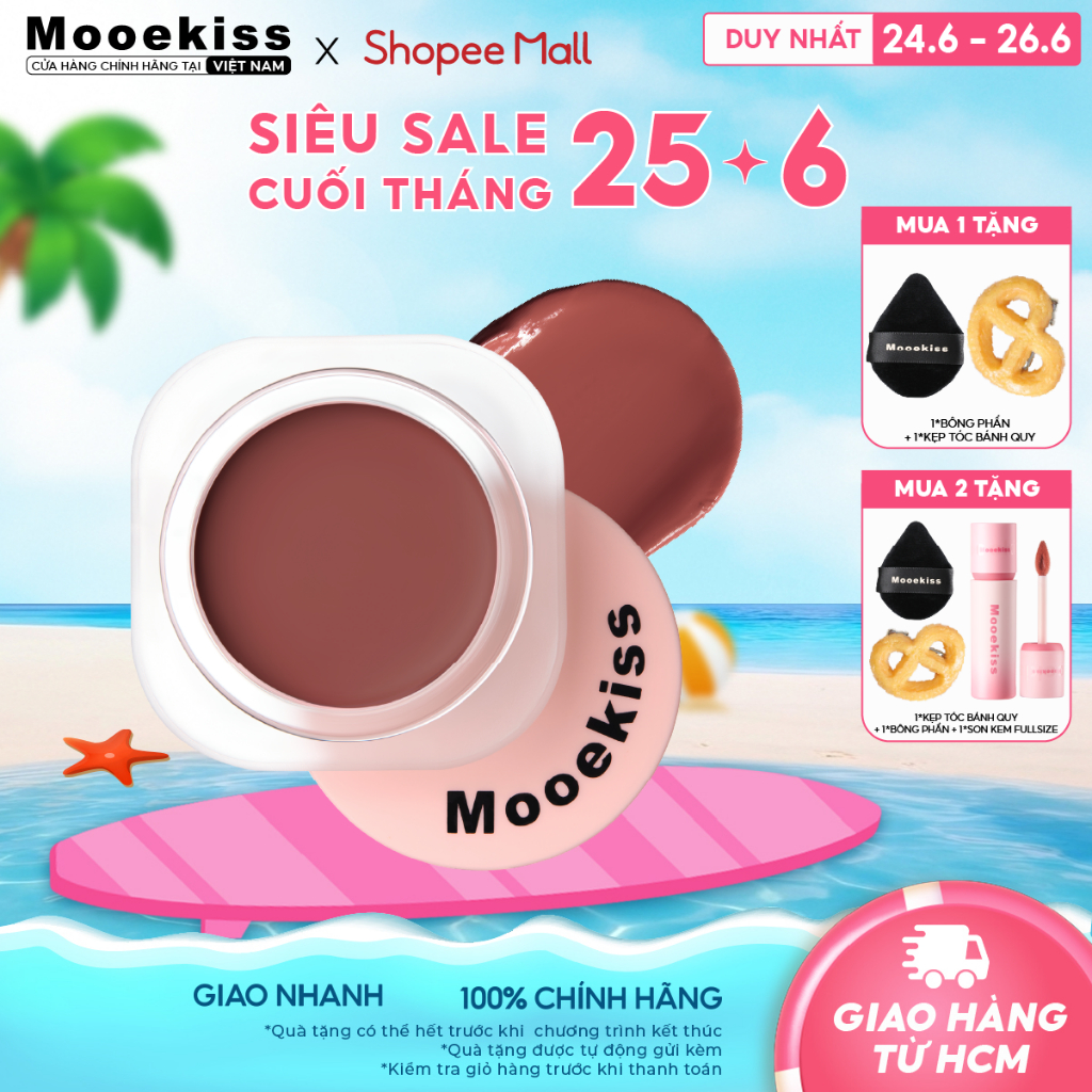 Phấn má hồng Mooekiss rạng rỡ tự nhiên làm sáng và tạo khối Dễ sử dụng không thấm nước G101 5g