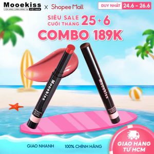 Combo Son môi dạng thạch Mooekiss dưỡng ẩm giảm khô môi không lộ viền hợp cho học sinh sinh viên G01 2.2gx2