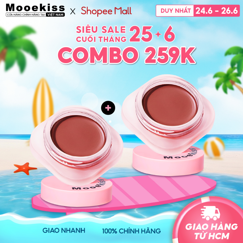[KOL] Combo 2 Phấn má hồng Mooekiss rạng rỡ tự nhiên làm sáng và tạo khối Dễ sử dụng không thấm nước giữ màu 12 giờ G101