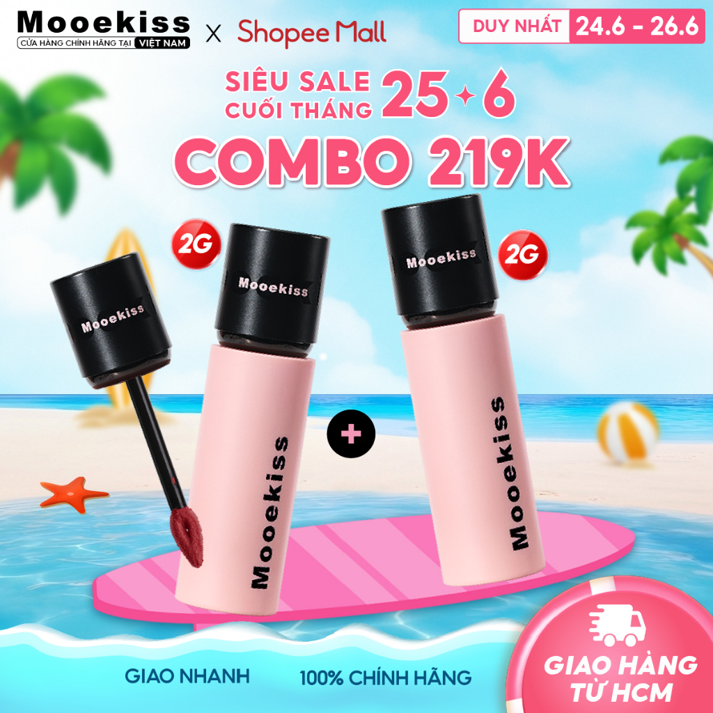 [KOL] Combo Son lì Mooekiss Lip Creamy Matte giúp tăng tone màu da, dịu nhẹ và dễ sử dụng V01 2gx2