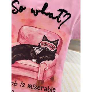 Áo phông cotton MSK hình mèo So What form babytee #21918
