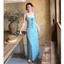 Đầm maxi 2 dây dáng dài ôm nhẹ phối bèo thắt nơ sang chảnh, Váy dài chấm bi cổ vuông style vintage đi biển đi cafe