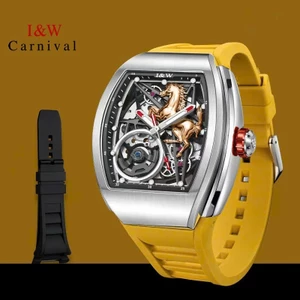Đồng Hồ Nam Chính Hãng I&W Carnival 768G-S8 Dây Cao Su Vàng Chống Nước Kính Sapphire (Máy Cơ)