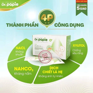 Gạc rơ lưỡi Dr.Papie 30 gói cho trẻ sơ sinh và trẻ nhỏ vệ sinh lưỡi nướu miệng tinh chất lá hẹ