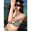 Đồ Bơi Bikini 3 chi tiết Nữ Sọc Đen Trắng Hai Dây Có Mút Ngực Tôn Dáng Phong Cách Cá Tính Đi Biển Du Lịch