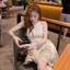 Váy thô boi cổ yếm hoạ tiết hoa thêu màu trắng kem sang chảnh,Đầm thiết kế 2 dây dáng ngắn phối hoạ tiết vintage cao cấp