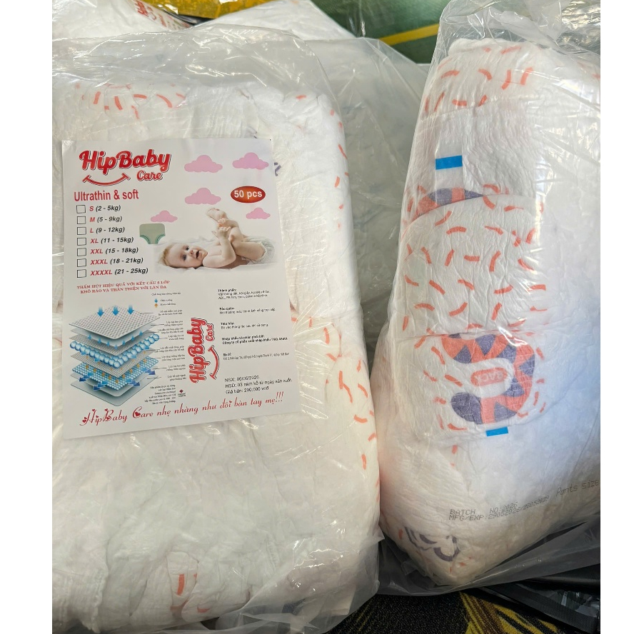 [Rẻ Vô Địch] Combo 100 miếng Bỉm Quần Hipbabycare Trẻ Em Form Xuông, Thấm Hút Tốt, Mềm Mại Đủ Size S-6XL
