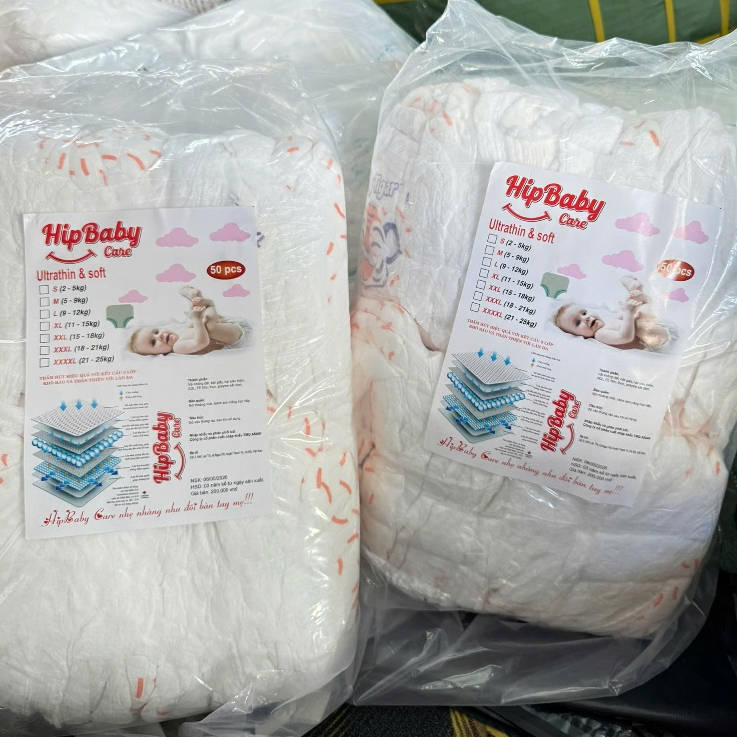 [Rẻ Vô Địch] Combo 100 miếng Bỉm Quần Hipbabycare thấm hút tốt, mềm mại đủ size S-/3XL - bỉm giao họa tiết ngẫu nhiên