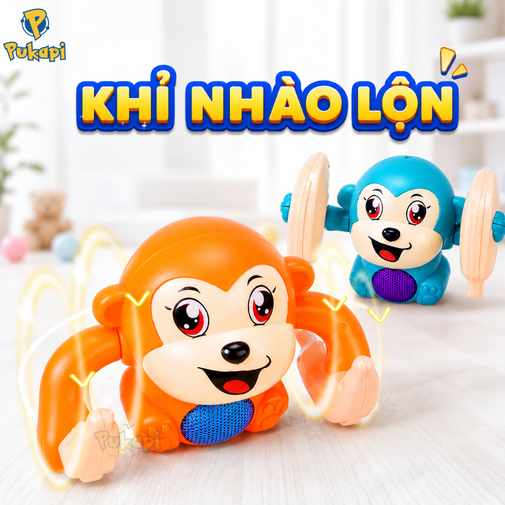 Khỉ Nhào Lộn Đồ Chơi Con Khỉ Cầm Chuối 360 độ Con Khỉ Nhàu Lộn Siêu Đáng Yêu Con Khỉ Giải Trí-Đồ Chơi Cho Bé PUKAPI