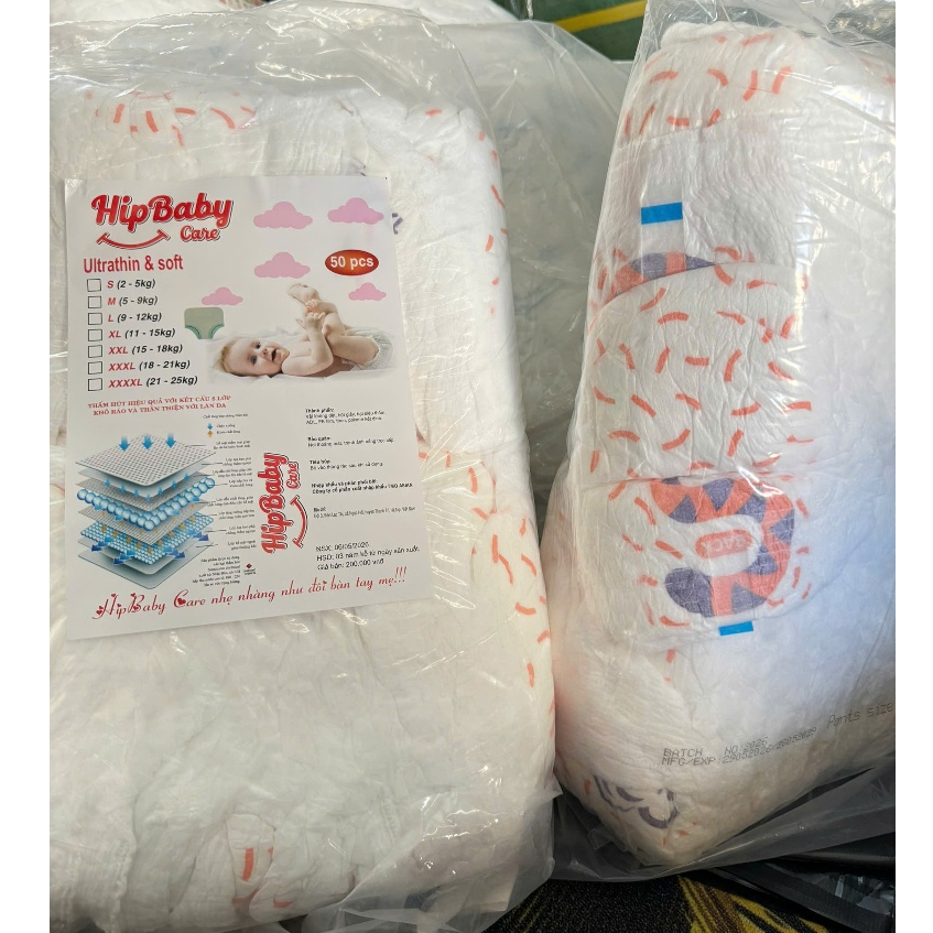 [100 Miếng] Bỉm Quần Trẻ Em Hipbabycare Form Xuông Bản Nâng Cấp Thấm Hút Tốt, Mềm Mại Đủ Size S-5XL