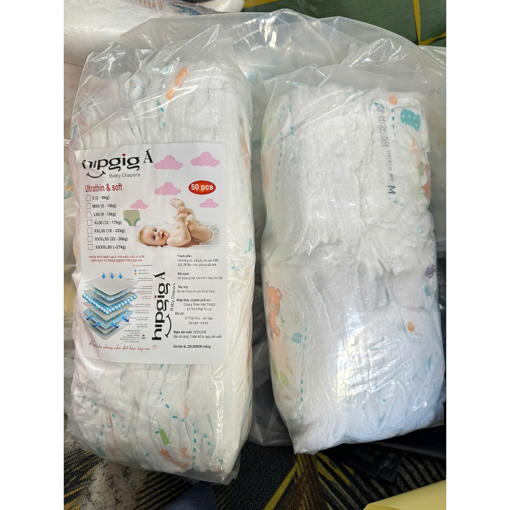 [Combo 50/100 miếng] Bỉm Quần Trẻ Em HIPGIG A bản nâng cấp, Thấm hút tốt, mềm mại đủ size S-6XL , Bỉm giá rẻ