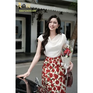 Sơ Mi Lụa Cổ Đổ ROSE BLACK Chất Lụa Mango Cao Cấp Mềm Mại Kiểu Dáng Công Sở Thanh Lịch RAV1240