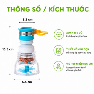 2 Bộ Vòi Lọc Nước Tăng Áp Rửa Bát Xoay 360 Độ GD15 - Đầu Vòi Nước Có Bộ Lọc Rửa Chén Đĩa