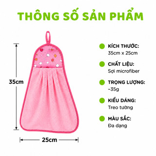 Set 2 Khăn Nhà Bếp Thấm Nước Có Dây Treo Tường GD09 - Khăn Lau Bát Cotton Treo Tường Thấm Hút Nước