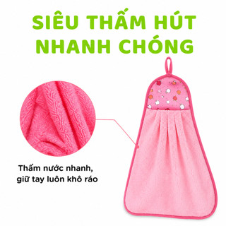 Set 2 Khăn Nhà Bếp Thấm Nước Có Dây Treo Tường GD09 - Khăn Lau Bát Cotton Treo Tường Thấm Hút Nước