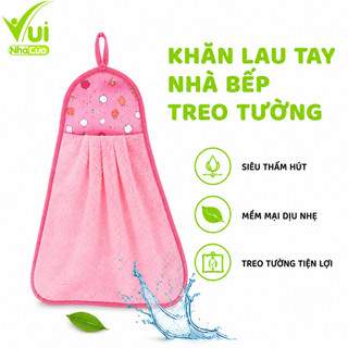 Set 2 Khăn Nhà Bếp Thấm Nước Có Dây Treo Tường GD09 - Khăn Lau Bát Cotton Treo Tường Thấm Hút Nước
