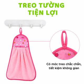 Set 2 Khăn Nhà Bếp Thấm Nước Có Dây Treo Tường GD09 - Khăn Lau Bát Cotton Treo Tường Thấm Hút Nước