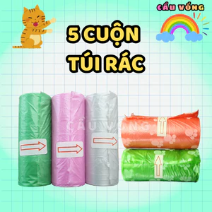 5 Cuộn túi rác dọn phân cho chó mèo - 15 túi / cuộn