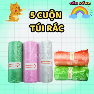 5 Cuộn túi rác dọn phân cho chó mèo  - 15 túi / cuộn