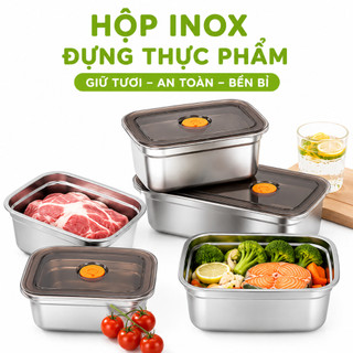 Hộp Inox Thực Phẩm Nút Cao Su Xả Hơi GD145 - Hộp Bảo Quản Thức Ăn Inox Gioăng Cao Su Chống Tràn