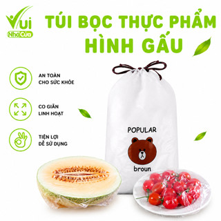 2 Túi Bọc Thực Phẩm PE Có Túi Đựng Hình Gấu GD03 - Túi 100 Màng Bọc Thực Phẩm Hình Gấu Siêu Dai
