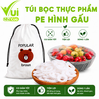 2 Túi Bọc Thực Phẩm PE Có Túi Đựng Hình Gấu GD03 - Túi 100 Màng Bọc Thực Phẩm Hình Gấu Siêu Dai