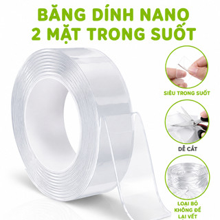 Băng Dính Nano 2 Mặt Trong Suốt Chịu Lực GD14 - Băng Keo 2 Mặt Cố Định Ổ Điện, Trang Trí Nhà Cửa