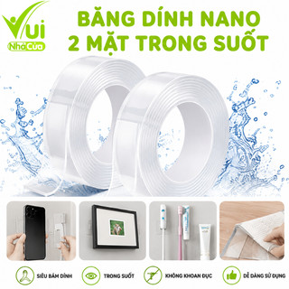 Băng Dính Nano 2 Mặt Trong Suốt Chịu Lực GD14 - Băng Keo 2 Mặt Cố Định Ổ Điện, Trang Trí Nhà Cửa