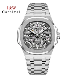 Đồng Hồ Nam Chính Hãng I&W Carnival 763G-T3 Dây Thép Lộ Máy Chống Nước Kính Sapphire (Máy Cơ Tự Độn