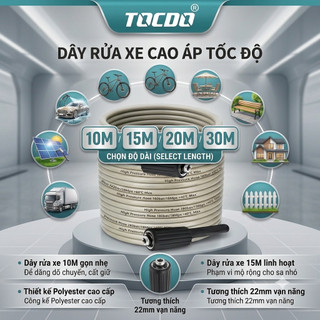Dây rửa xe cao cấp tocdo 2 đầu zen 22mm phù hợp nhiều loại máy