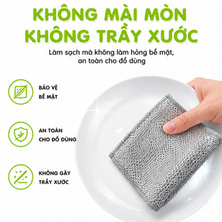 Tấm Lưới Cọ Rửa Đa Năng Không Mài Mòn GD102 - Giẻ Lưới Rửa Bát Chén Sợi Thép Chống Trầy Xước