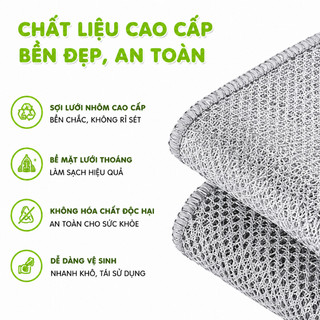 Tấm Lưới Cọ Rửa Đa Năng Không Mài Mòn GD102 - Giẻ Lưới Rửa Bát Chén Sợi Thép Chống Trầy Xước