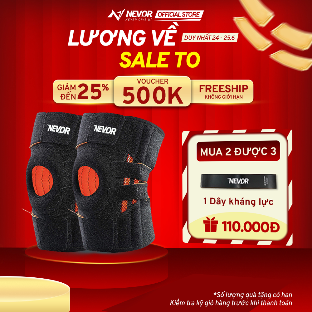 Bó Gối Thể Thao Cao Cấp Nevor BDG12 Hỗ Trợ Bảo Vệ Dây Chằng, Phục Hồi Chấn Thương Khi Đá Bóng, Pickleball