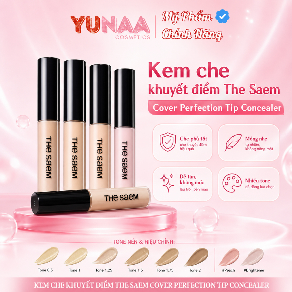 [Y001] Kem Che Khuyết Điểm The Saem - Kem Che Khuyết Điểm The Seam Cover Perfection Tip Concealer SPF28 PA++ 6.5g