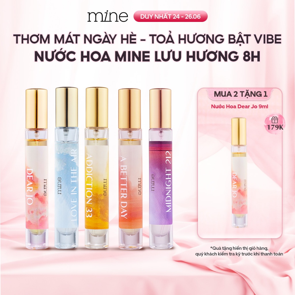 Nước Hoa Mine 9ML Hương Thơm Ngọt Ngào, Quyến Rũ, Tiểu Thư, Sang Chảnh, Nữ Tính Lưu Hương Suốt 8H