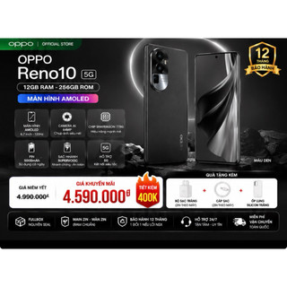 OPPO Reno10 5G (12GB/256GB) Fullbox | Màn Hình AMOLED 120Hz | Camera AI 64MP | Snapdragon 778G | Bảo Hành 12 Tháng