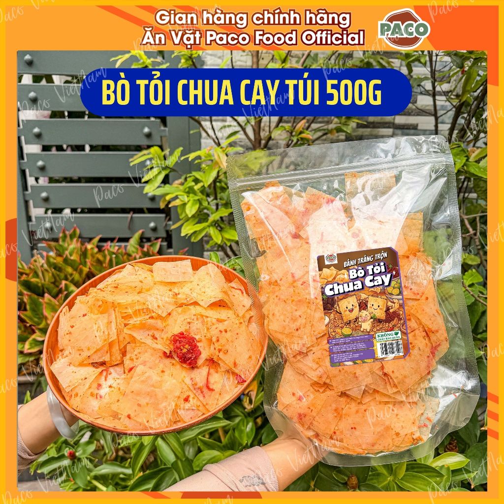 bánh tráng bò tỏi chua cay ăn vặt snacks bánh tráng nhà Paco Food ăn vặt hot trend ngon