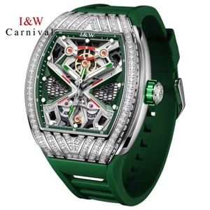 Đồng Hồ Nam Chính Hãng I&W Carnival 760G-S6 Xanh Full Box Chống Nước Kính Sapphire (Máy Cơ Tự Động)