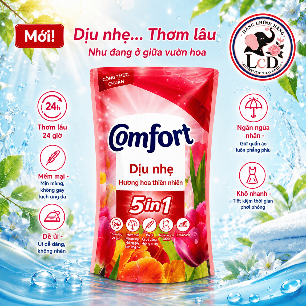 Nước Xả Vải Comfort 5 In 1 Thái Lan 500ml Thơm Lâu 5-7 Ngày Mềm Vải Nhiều Mùi Hương - LcD STORE