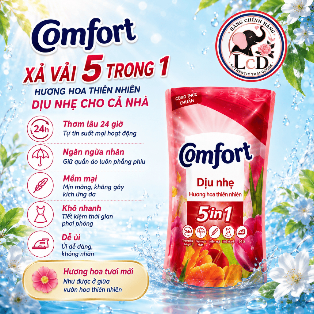 Nước Xả Vải Comfort 5 In 1 Thái Lan 500ml Thơm Lâu 5-7 Ngày Mềm Vải Nhiều Mùi Hương - LcD STORE