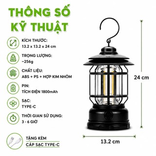 Đèn Led Dã Ngoại Cắm Trại Tích Điện Kèm Dây Sạc GD24 - Đèn Bão Du Lịch Dã Ngoại, Trang Trí Để Bàn
